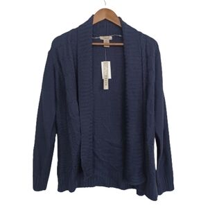 Fresh Peacoat Blue Knit Open Faced Sweater Shirt Top NWT